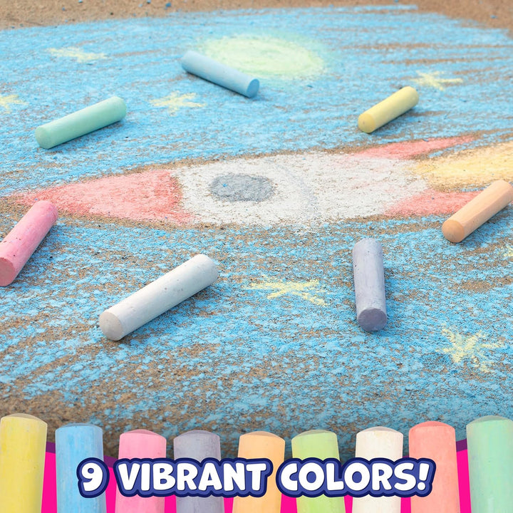 Jumbo Sidewalk Chalk | Set of 20 | 9 Colors | Washable and Non-Toxic | Bulk Set of Chalk for Kids