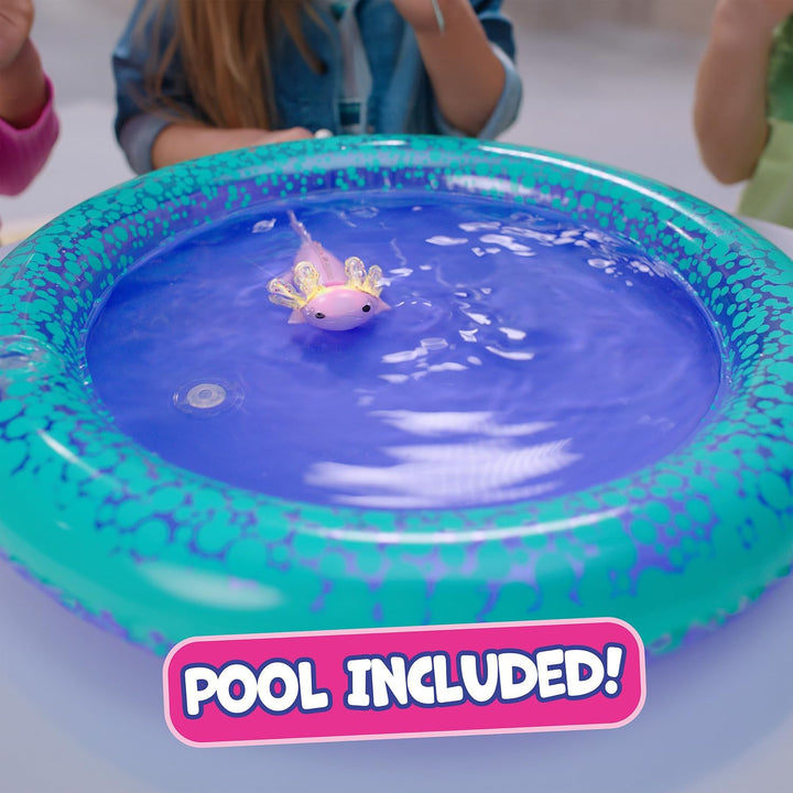 Interactive Baby Axolotl with Inflatable Pool, Alix, Swims and Lights up in Water, Rainbow Lights Tell Your Mood (Ages 5+)