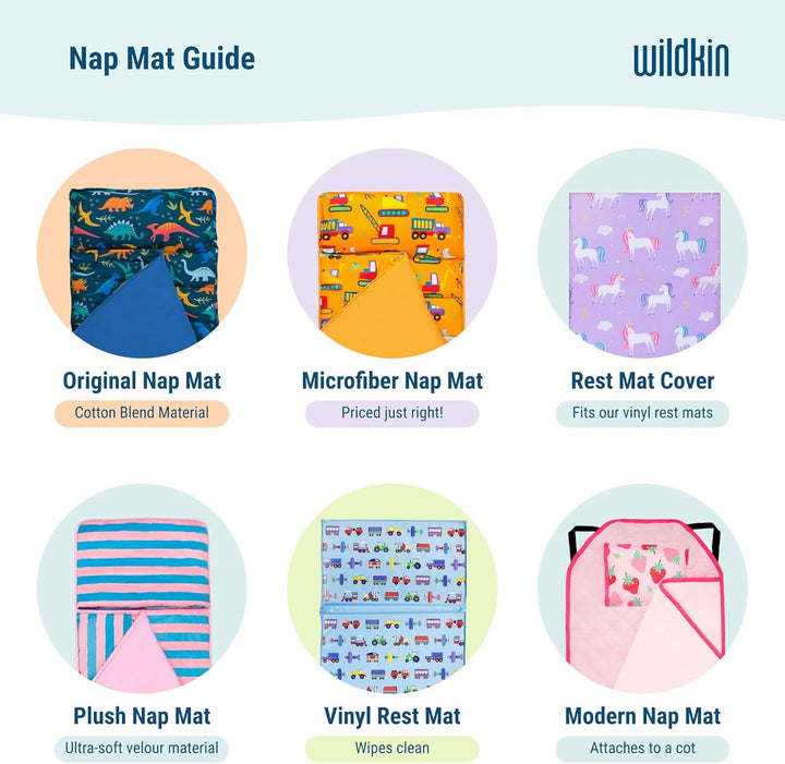 Kids Original Nap Mat – Cozy Kids Sleep Mat with Pillow, Ideal for School & Travel - Trains, Planes, and Trucks