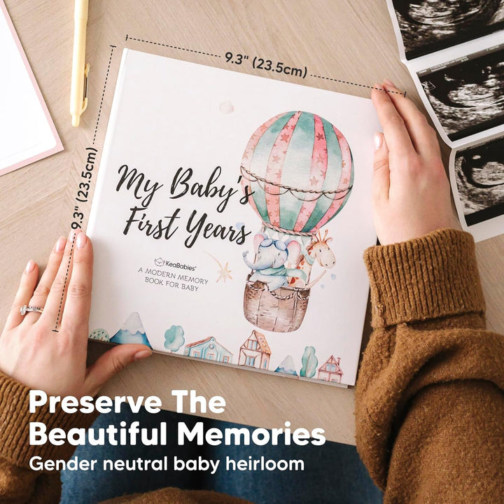 First 5 Years Baby Memory Book Girl, Boy - 90 Pages Hardcover First Year Milestone Keepsake Book, Newborn Scrapbook for New Parents, Minimalist Photo Album Journal, Gift for Baby Shower(Adventureland)