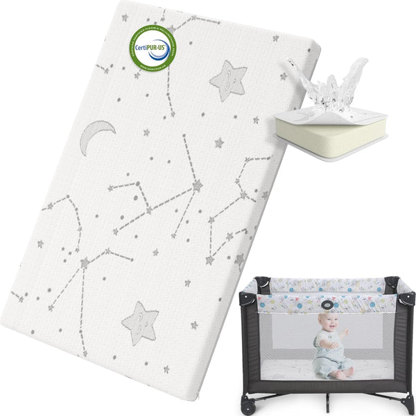 Pack and Play Mattress Topper Baby Pack N Play Mattresses for Playpen and Playard with Washable Cover 38"X26"X1", 1 Pack Firm Foam