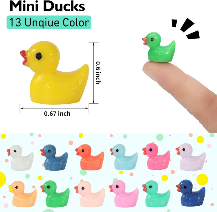 130 Pcs Mini Ducks Bulk Resin Duck Figurines for Miniature Landscape Garden Aquarium Potted Accessories Home Prank Game Dollhouse Decor Office Decompression