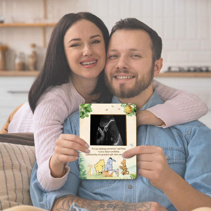 Winnie Pregnancy Milestone Keepsake & Ultrasound Picture Frame - Baby Shower Sign & Decor - Gifts for Gender Reveal