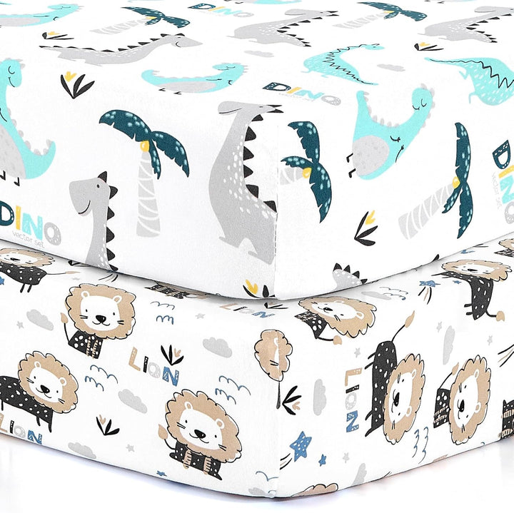 Pack N Play Sheets,  2 Pack Mini Crib Sheets,Stretchy Portable Fitted Playard Sheet Set, Convertible Playard Mattress Cover,Ultra Soft Breathable Material,Elephant Whale