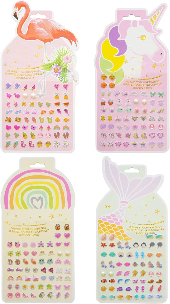 Stick on Earrings - Girls 3D Unicorn Sticker Earrings Self-Adhesive Glitter Craft Gem Stickers (Unicorn)