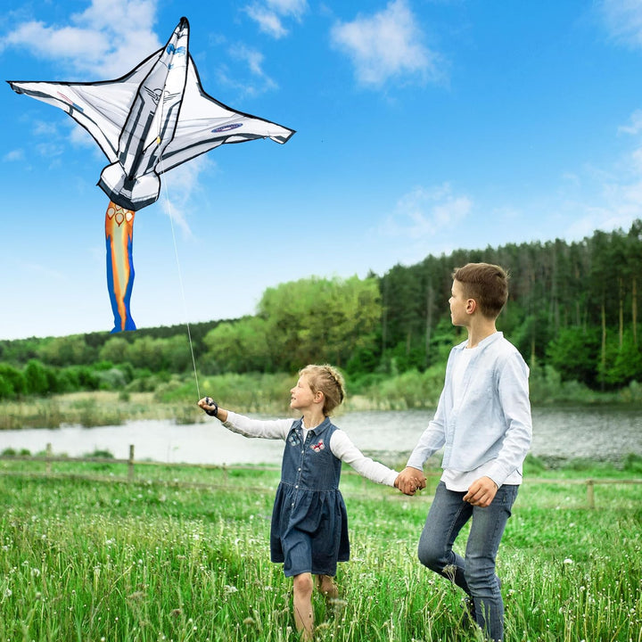 Spaceship Kite Easy to Fly for Kids and Adults with 262.5 Ft String, Large Beach Kite for Outdoor Games and Activities