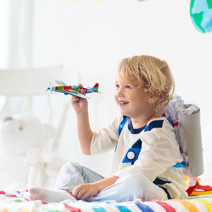 48 Flying Gliders Airplane Toys (8") for Kids, Boys & Girls - Goodie Bags Birthday Party Favors - Easy to Assemble