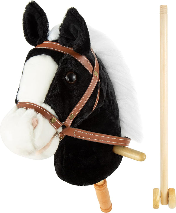 36'' Plush Horse Riding Stick , Handsewn Head, Sturdy Wood Stick, plus Neighing & Clip-Clop Sounds