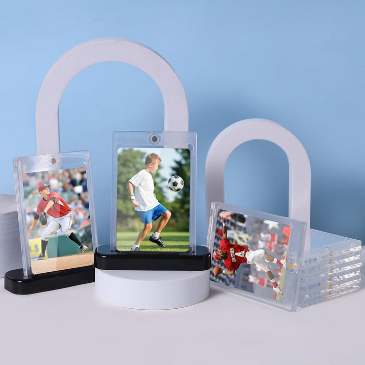 30 Pack Magnetic Card Holders for Trading Cards with 10 Pack 35Pt Acrylic Baseball Card Stand,Hard Plastic Football Display Case for Sports,Tcg MTG Cards