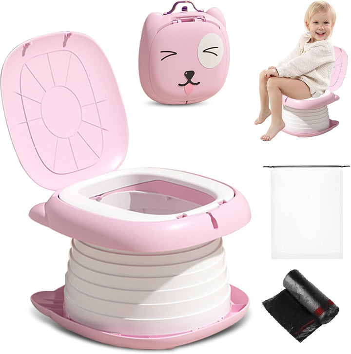 Portable Potty for Toddler Travel, Kids Travel Potty Training Chair with Travel Bag,Baby Potty Training Toilet for Outdoor and Indoor Easy to Clean(Gray) by , Includes 30 Replacement Bags