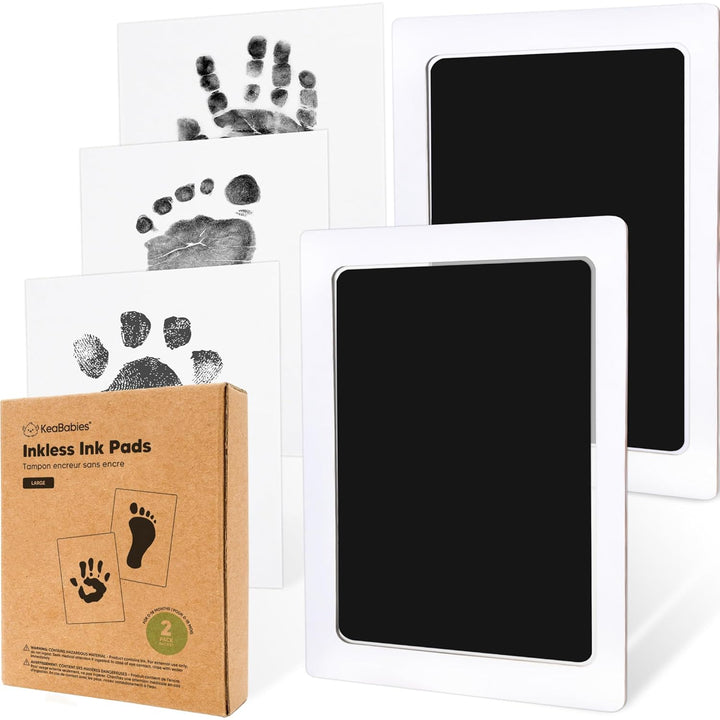 4-Pack Inkless Baby Hand and Footprint Kit - Mess Free Ink Pad for Newborn Keepsake, Dog Nose & Paw Print Kit, Clean Touch Ink Pad for Baby Hand & Footprints, Ideal New Mom Gifts (Jet Black)