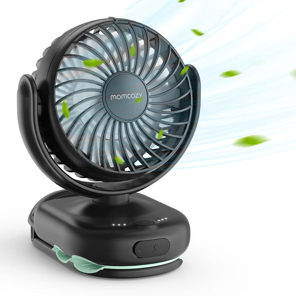 Portable Fan with Clip | 4-Speed Mini-Fan for Carrier | Personal Fans Ultra Lighter 0.26Lb | Gaps ≤4.5Mm | Handheld Cooling | Rechargeable Rotate for Diaper Backpack/Stroller/Carrier/Chair