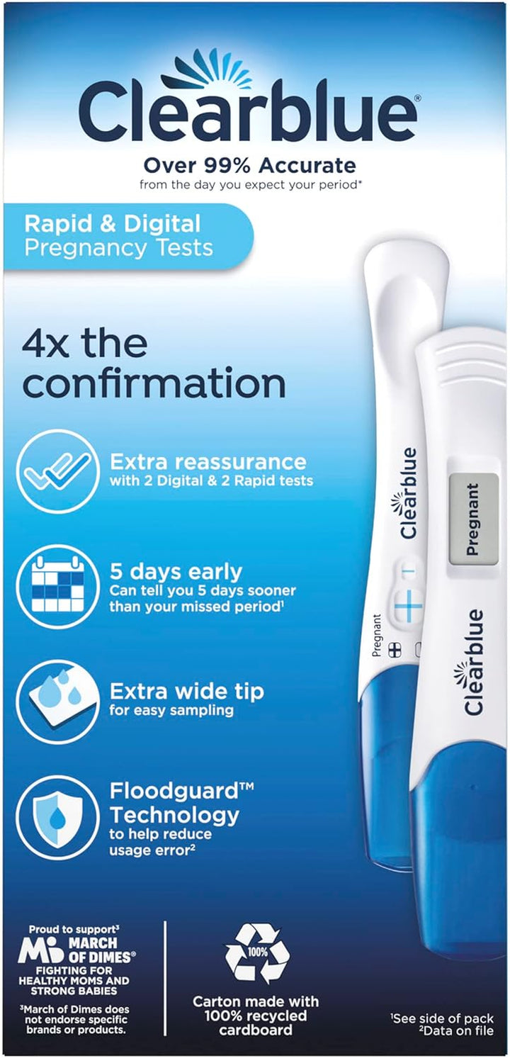 Pregnancy Test Combo Pack, 4Ct - Digital with Smart Countdown & Rapid Detection - Value Pack