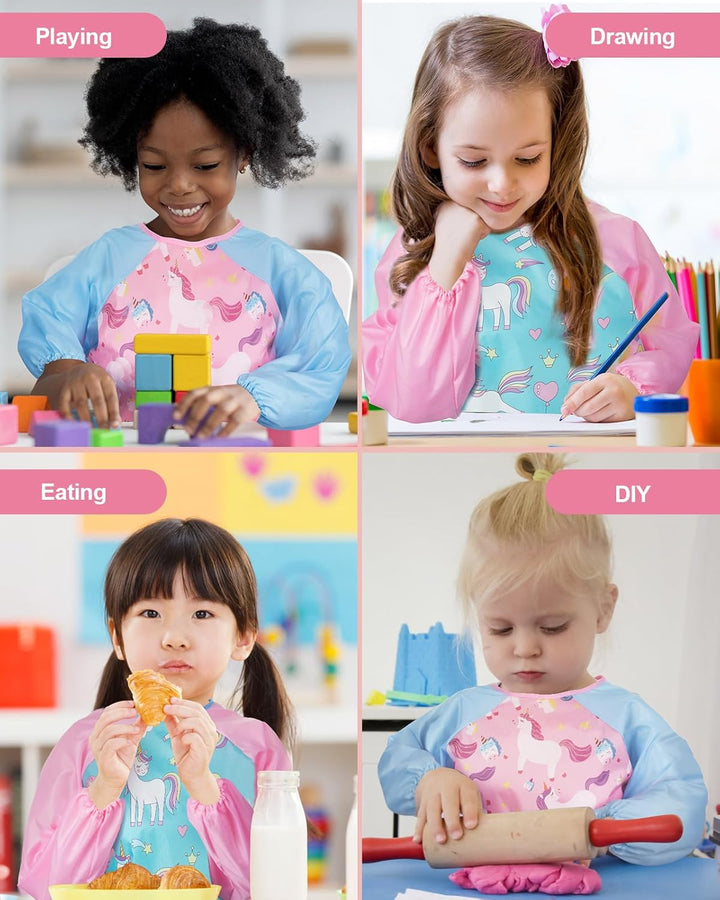 2 Pack Kids Art Smocks,Toddler Smock,Waterproof Artist Painting Aprons for Children