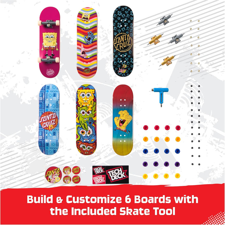 TECH DECK, Spongebob Sk8Shop Fingerboard Bonus Pack, Collectible and Customizable Mini Skateboards, Kids Toys for Ages 6 and Up