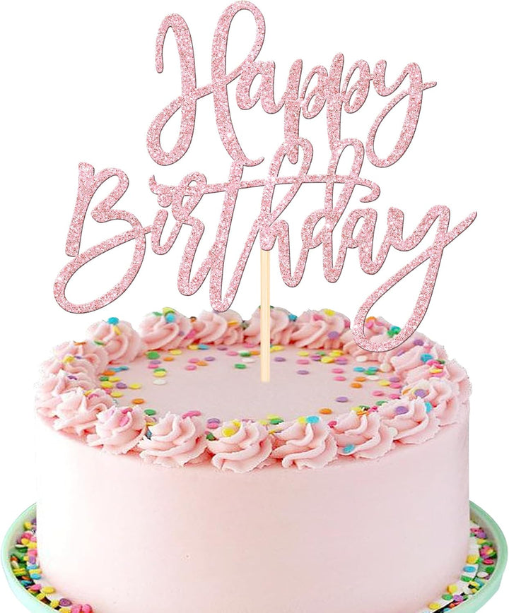 1 PCS Gold Happy Birthday & Anniversary Cake Topper