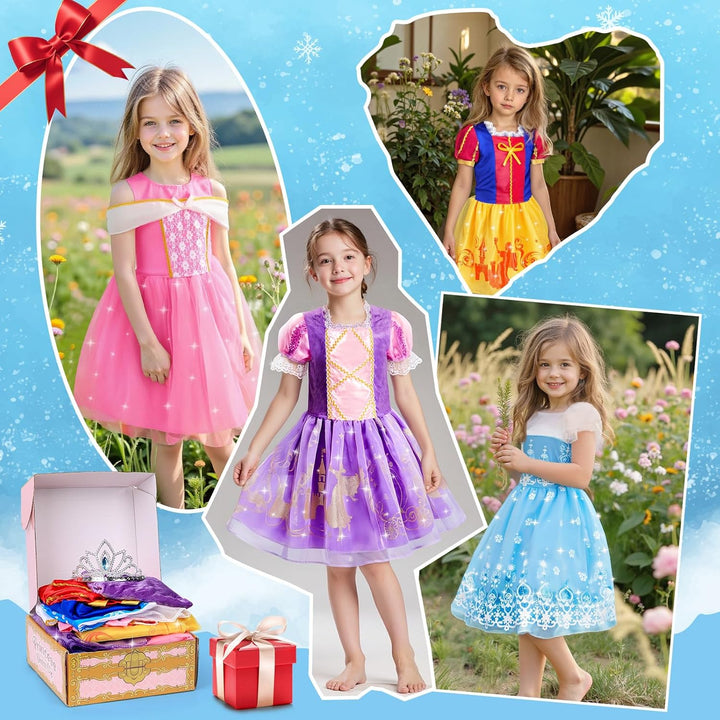 Princess Dress up - Princess Dresses for Girls with Princess Toys, Dress up Clothes for Little Girls Pretend Play
