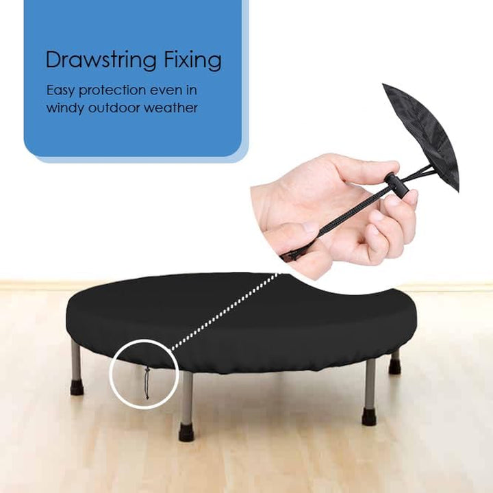 Trampoline Cover Mini Trampoline Cover Waterproof Protective Cover for Trampoline Indoor Outdoor Garden Rebounder (Not Spring Cover) (Black, 48"Dia X 4.3"H)