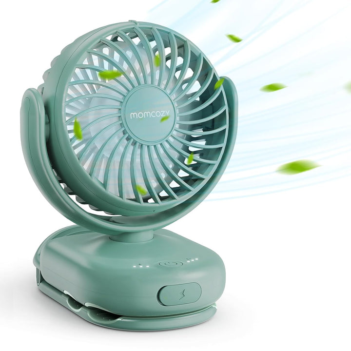 Portable Fan with Clip | 4-Speed Mini-Fan for Carrier | Personal Fans Ultra Lighter 0.26Lb | Gaps ≤4.5Mm | Handheld Cooling | Rechargeable Rotate for Diaper Backpack/Stroller/Carrier/Chair