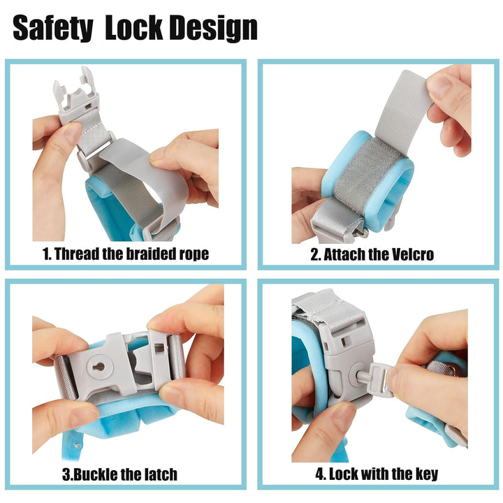anti Lost Wrist Link, Toddler Harness Walking Leash Safety Child Wristband Leashes for Babies Kids (Blue)
