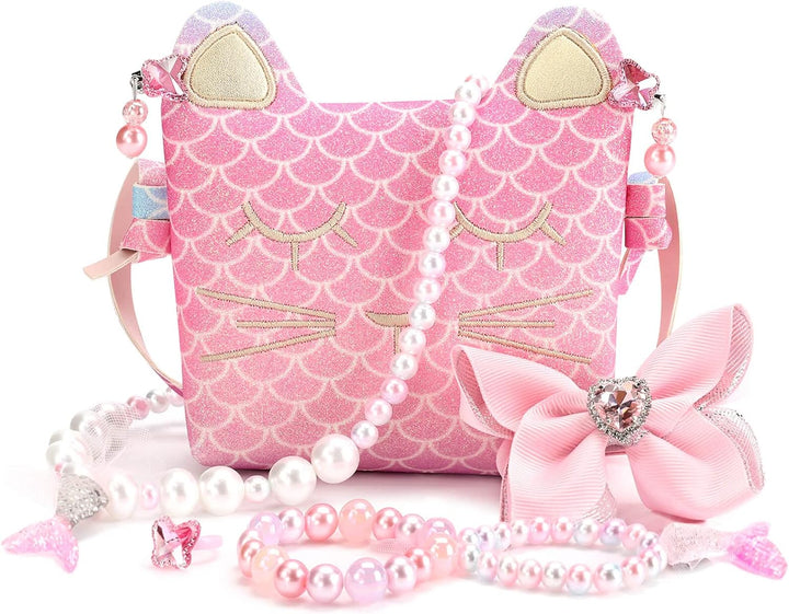 Purse for Little Girls Dress up Jewelry Pretend Play Kids Accessories Mermaid Gifts