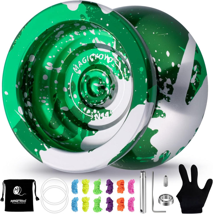 N11 Professional Unresponsive Yoyo N11 Dual Purpose Alloy Trick Yoyo Ball (Black with Golden) with Bag, Glove, 12 Yoyo Strings and Responsive Bearing Kit