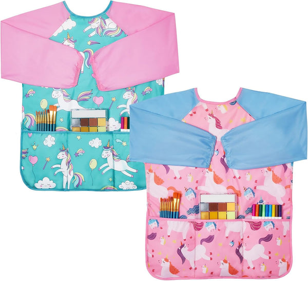 2 Pack Kids Art Smocks,Toddler Smock,Waterproof Artist Painting Aprons for Children