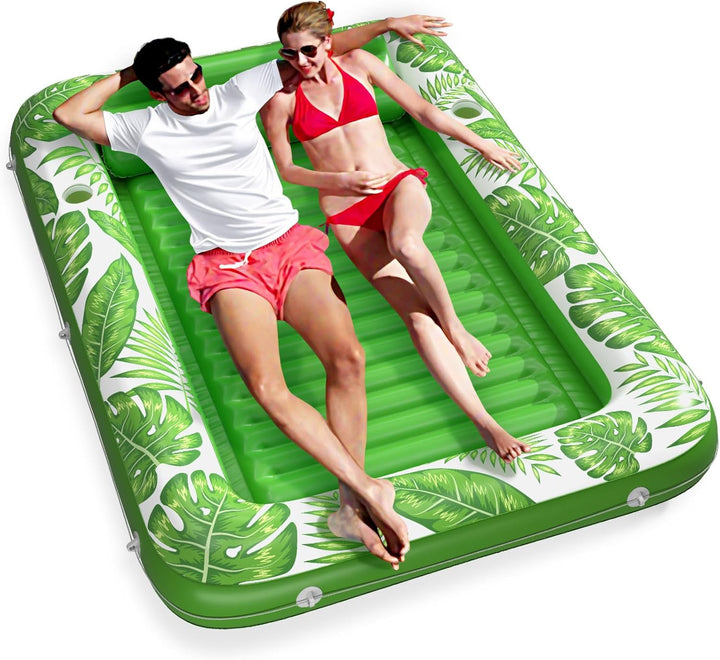 Inflatable Tanning Pool Lounger Float -  4 in 1 Sun Tan Tub Sunbathing Pool Lounge Raft Floatie Toys Water Filled Tanning Bed Mat Pad for Adult Blow up Kiddie Pool Kids Ball Pit Pool (L)