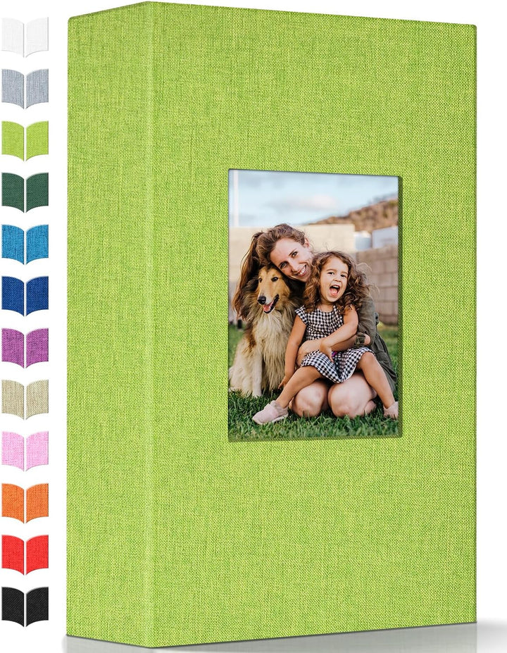 Photo Album 4X6 with 300 Pockets,Slip-In Picture Albums,Linen Cover Memory Book with Front Window,White Page Vertical Photo Book for Wedding,Family,Anniversare,Baby,Vacation
