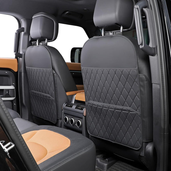 Seat Back Protector + Large Capacity Pocket Storage Organizer,Preventing the Impact of Children Stepping on the Seat Backrest (Style A-Black)
