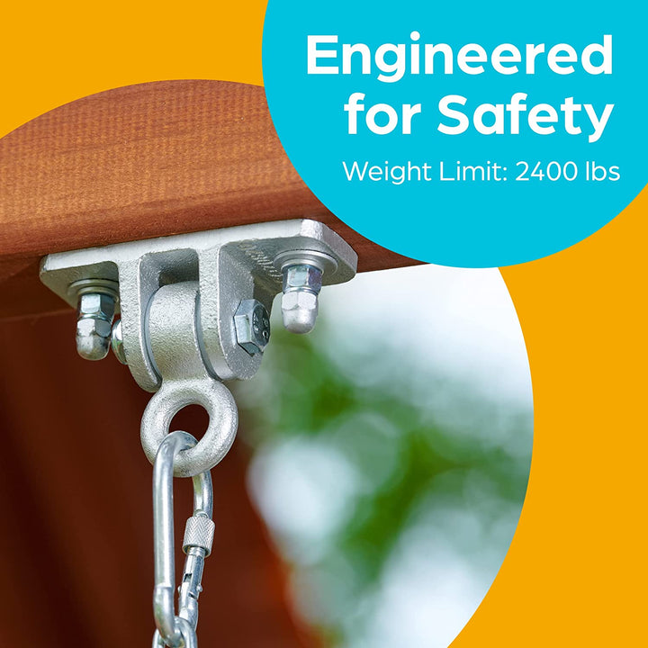 Swing Set Hangers - 2 Heavy Duty Brackets with Locking Snap Hooks for Porch, Patio, Playground - Indoor/Outdoor Hardware & Accessories