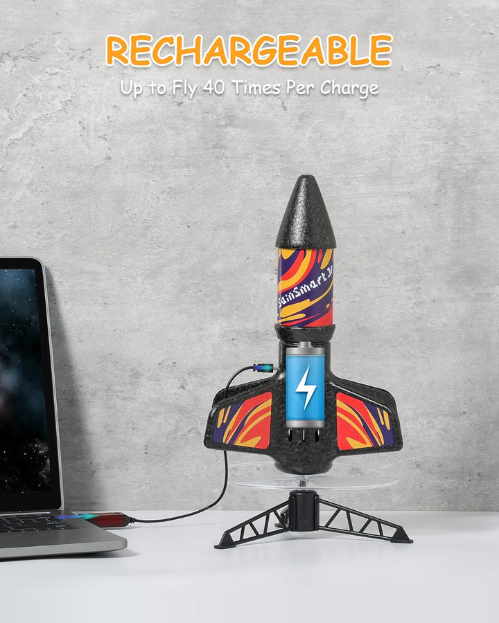 Rocket Launcher for Kids, Motorized Air Rocket Toy with Parachute, Self-Launching up to 200 Ft, Outdoor Toys for Ages 8-12, Birthday Gifts for Boys & Girls​​