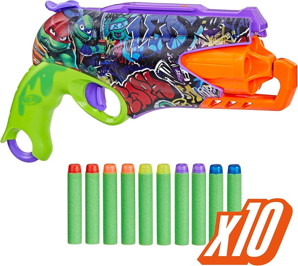 Teenage Mutant Ninja Turtles Blaster, 10 Elite Darts, Toy Foam Blasters, Ages 8 and Up