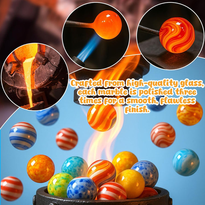20PCS Glass Marbles for Kids, 0.6 Inch Small Colorful Marbles Run Accessories, for Kids Game, Birthday Party Gifts, Parent-Child Games