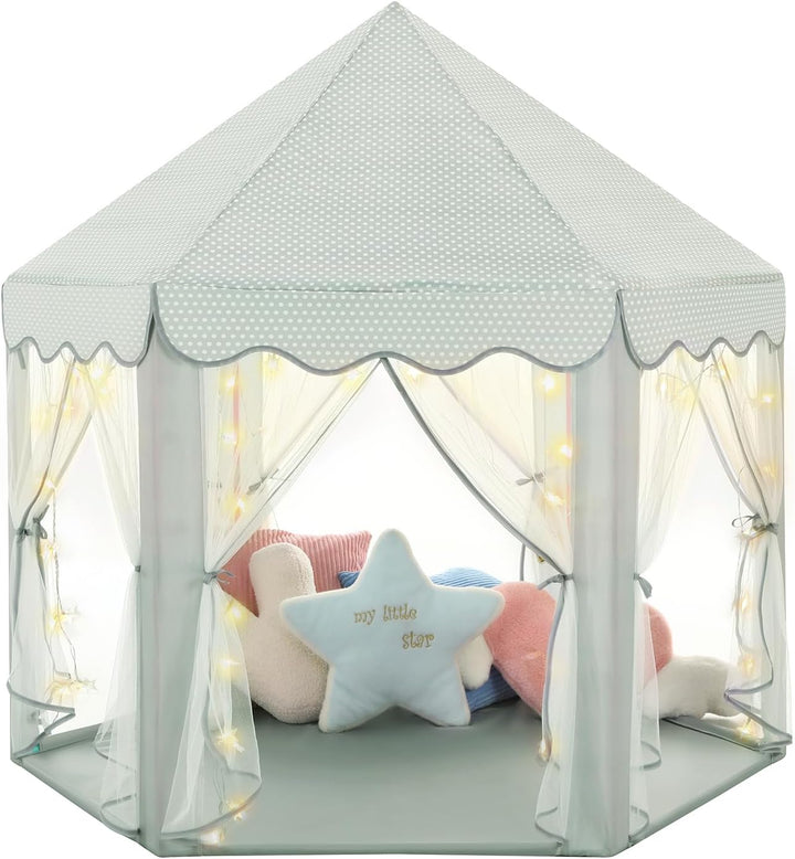 Princess Tent Girls Large Playhouse Kids Castle Play Tent with Star Lights Toy for Children Indoor and Outdoor Games, 55'' X 53'' (Dxh)