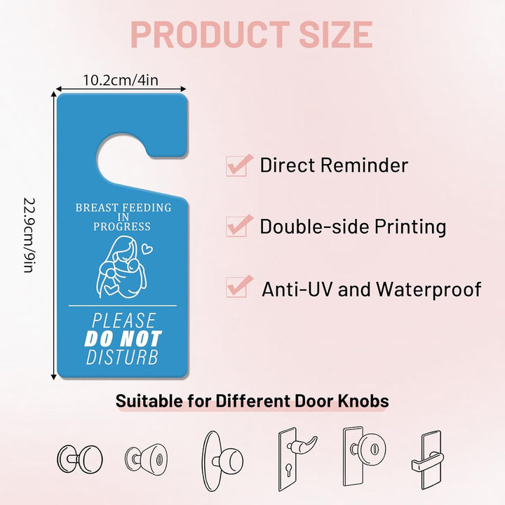 Breast Feeding Door Knob Sign - 2 PCS Pumping in Progress Door Signs Double Sided PVC Do Not Disturb Sign for Home Nursery Baby Room