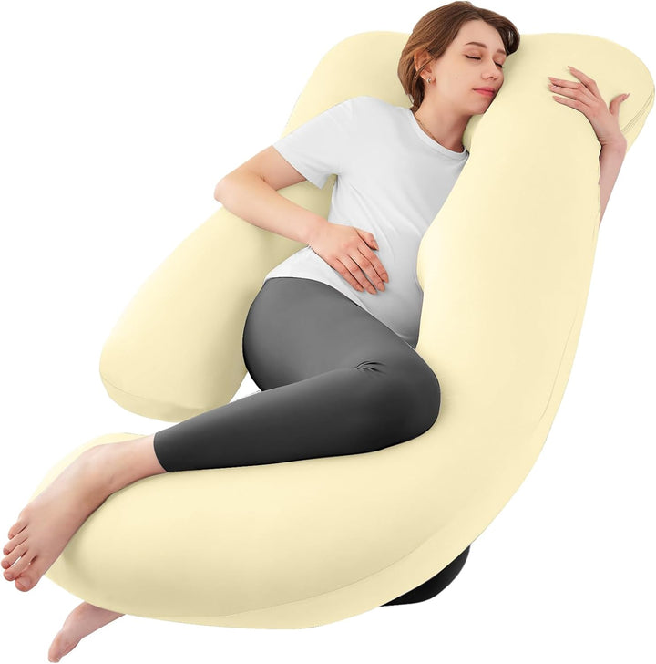 Pregnancy Pillows for Sleeping, U Shaped Cooling Full Body Pillow with Removable Cover, Pregnant Women Must Haves, Maternity Essential, Light Grey