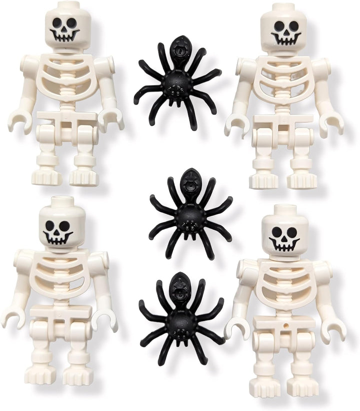 Accessories - Spooky Halloween Skeleton Minifigures (Pack of 4) with Extra Spiders
