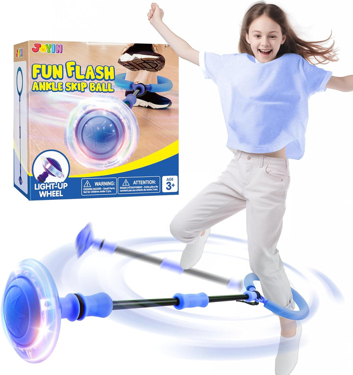 Pink Ankle Skip Ball with Flashing Lights, Toy for Kids Indoor & Outdoor, Flashing Swing Ball Foldable Sports Toy, Birthday Gifts for Kids 3 4 5 +