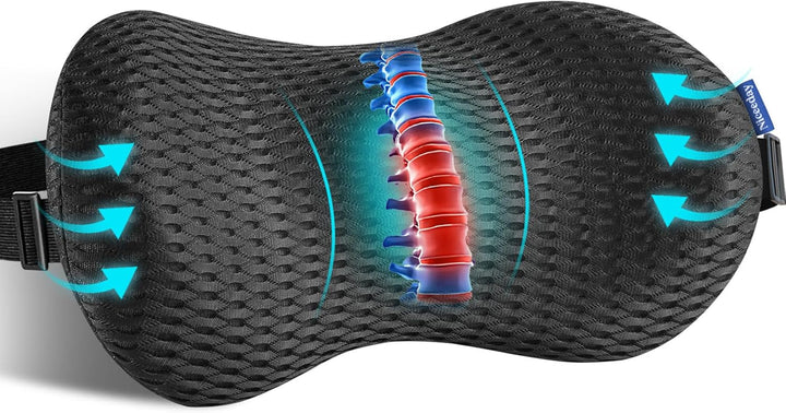 Lumbar Support Pillow for Office Chair Car Back Support Pillow, Memory Foam Gaming Chair Desk Chair Back Cushion for Lower Back Pain Relief, Ergonomic Back Rest with Double Adjustable Straps
