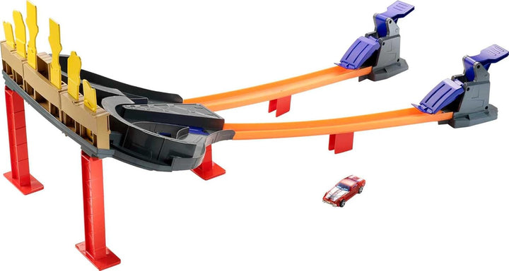 Track Set Super Speed Blastway Playset, Dual-Track Racing for 1 or 2 Players, Includes 1:64 Scale Toy Car