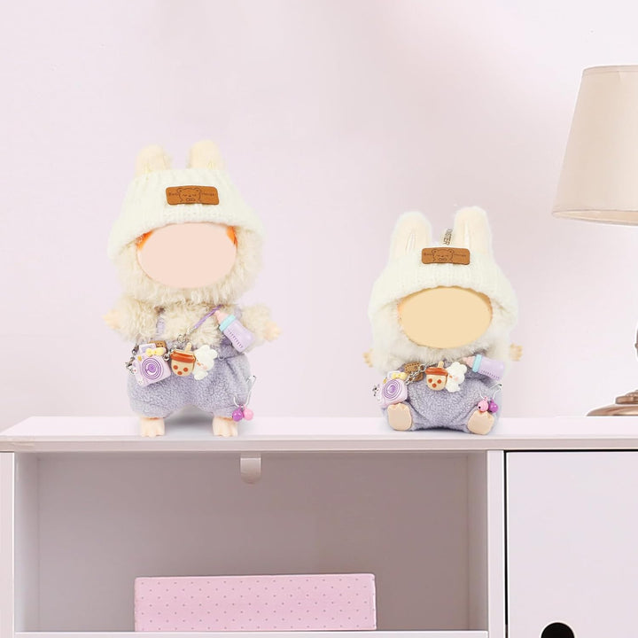 Doll Clothes for Labubu, 17Cm/15Cm Dolls Outfit Set , Luxury Chic Style High-End Fashion Suitable Accessories (No Doll)(Purple)