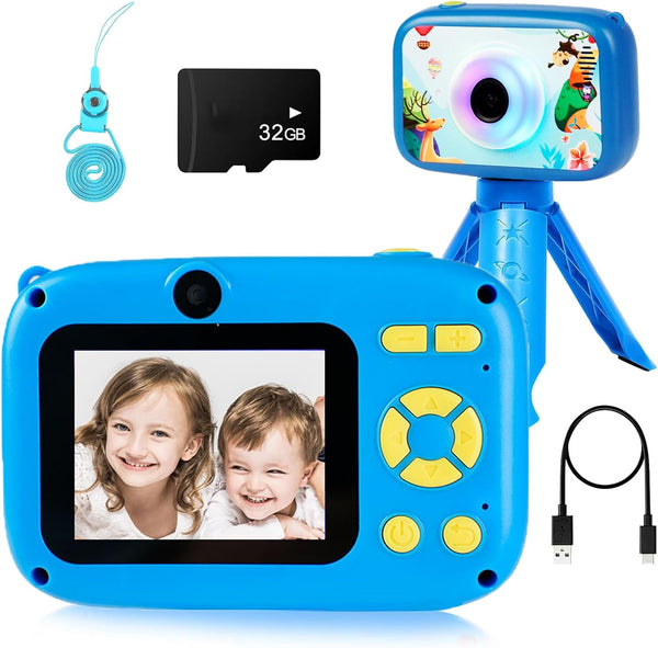 Kids Camera, HD Digital Video Camera for Kids 3-9, 2.4 Inch Display Selfie Toddler Camera Toy with 32GB SD Card, Christmas Birthday Gifts for Boys and Girls