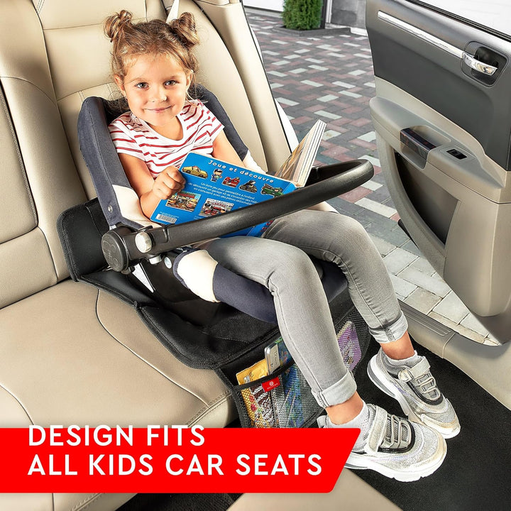 Carseat Protector with Thickest Padding, 2 Pack Auto Seat Pad from Waterproof & Stain Resistant for Child Baby , Kick Mat Material for Leather and Fabric Seat