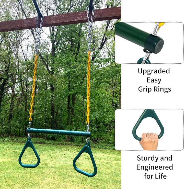 18'' Trapeze Swing Bar Rings 48'' Heavy Duty Plastic Coated Chains Swing Set Accessories