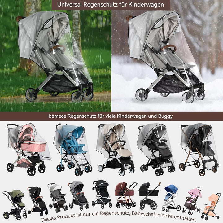 Stroller Rain Cover, Universal Stroller - Waterproof Windproof Travel Weather Shield Thick & Durable Protect from Dust and Snow with Breathable Ventilation Mesh Clear Visibility