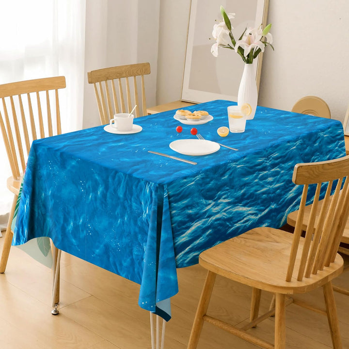 2 Pack Beach Party Decorations - Ocean Waves Plastic Tablecloth for Pool Party Decorations - Sea Water Print Table Cover for Summer Birthday Beach Theme Blue Backdrop Banner