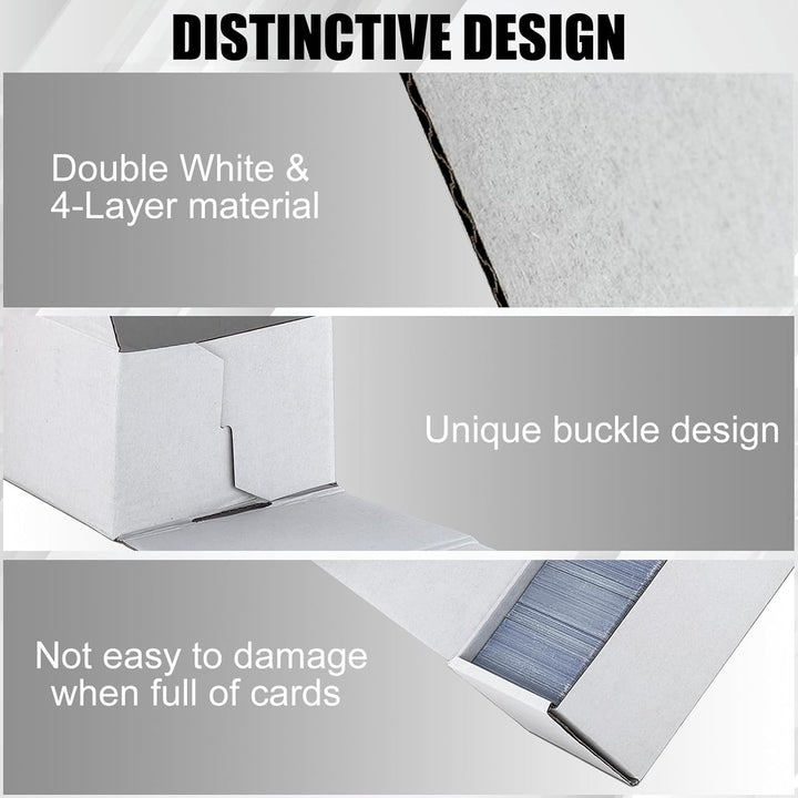 Trading Card Storage Box, 10-Pack 1100 Count White Corrugated Cardboard Bulk Sports Storage Box for Tcg/Magic/Mtg Basketball Cards, Collectible Trading Cards
