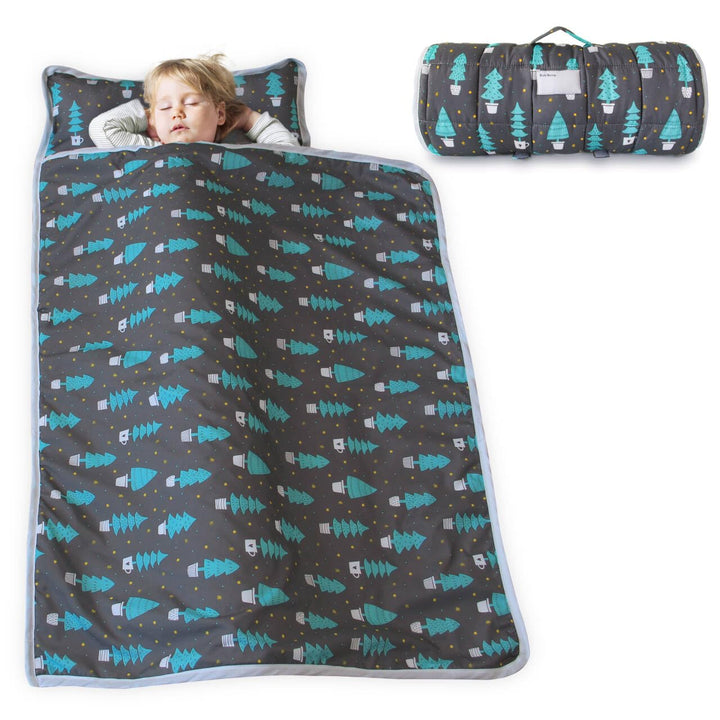 Toddler Nap Mat with Pillow and Blanket, Cot Nap Mats for Daycare Preschool Kindergarten, Lightweight Portable Travel Sleeping Bag for Kids, Super Soft & Cozy, Navy Cloud, 50" X 21"
