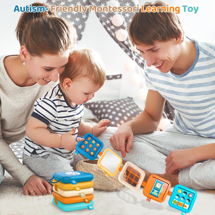 Montessori Toys for Baby 6-12 Months: Sensory Activity Cube with Fine Motor Skills - Travel Busy Board Busy Cube Gifts for 1 Year Old Boy Girl